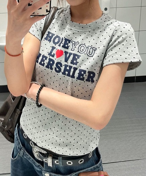 SHEENA(シーナ)の「ドット×ロゴプリント半袖フィットTシャツ(Tシャツ/カットソー・レディース・ネイビー/グレー・M)」の3枚目の写真