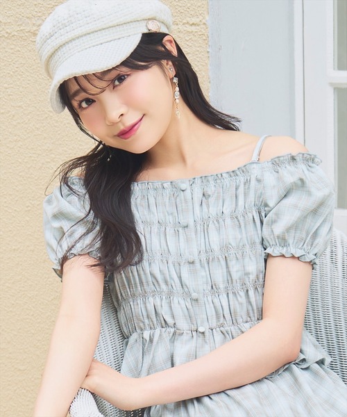 WILLSELECTION(ウィルセレクション)の「【セットアップ対応】シャーリングチェックブラウス(シャツ/ブラウス・レディース・グリーン系その他/ブルー系その他/ホワイト系その他・FREE)」の2枚目の写真