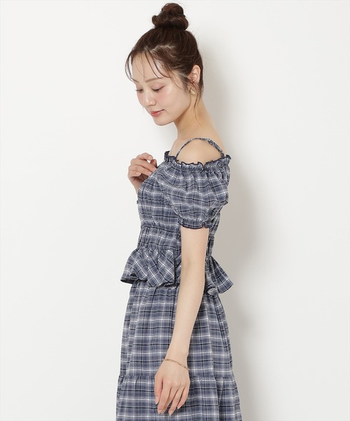 WILLSELECTION(ウィルセレクション)の「【セットアップ対応】シャーリングチェックブラウス(シャツ/ブラウス・レディース・グリーン系その他/ブルー系その他/ホワイト系その他・FREE)」の4枚目の写真