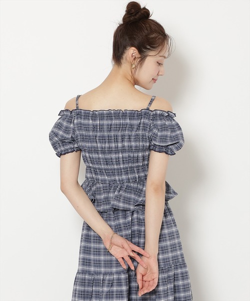 WILLSELECTION(ウィルセレクション)の「【セットアップ対応】シャーリングチェックブラウス(シャツ/ブラウス・レディース・グリーン系その他/ブルー系その他/ホワイト系その他・FREE)」の5枚目の写真