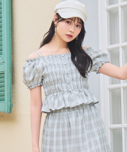 WILLSELECTION(ウィルセレクション)の「【セットアップ対応】シャーリングチェックブラウス(シャツ/ブラウス・レディース・グリーン系その他/ブルー系その他/ホワイト系その他・FREE)」の11枚目の写真