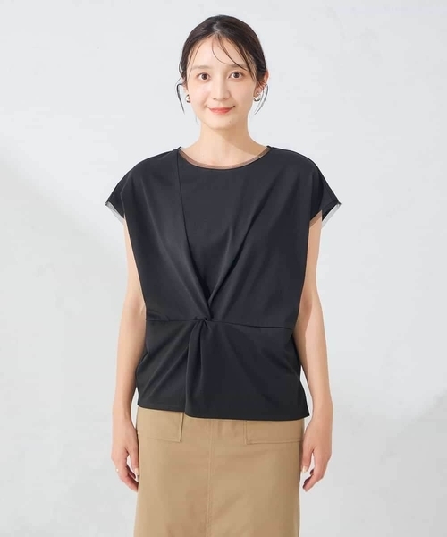 a.v.v（アーヴェヴェ）の「【接触冷感/UVカット】ツイストデザインカットソー（Tシャツ/カットソー・レディース・オレンジ系その他/ブラック・40/38）」の19枚目の写真