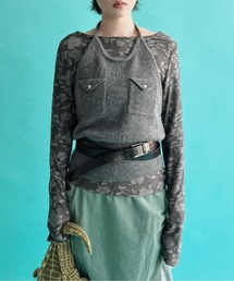 halter-neck knit vest / ホルターネックポケットビスチェ