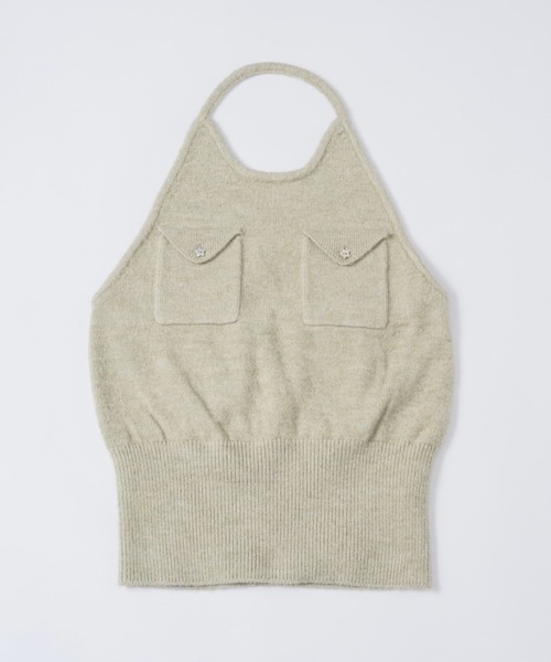 musubore(ムスボレ)の「halter-neck knit vest / ホルターネックポケットビスチェ(ニット/セーター・レディース・ライトグリーン/グレー/パープル・FREE)」の22枚目の写真