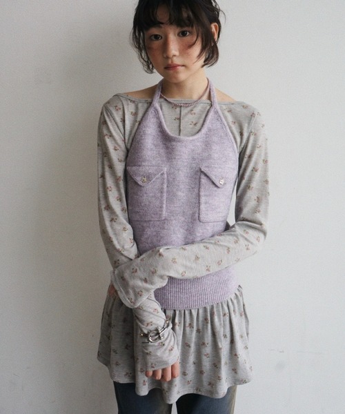 musubore(ムスボレ)の「halter-neck knit vest / ホルターネックポケットビスチェ(ニット/セーター・レディース・ライトグリーン/グレー/パープル・FREE)」の13枚目の写真