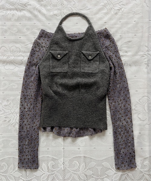 musubore(ムスボレ)の「halter-neck knit vest / ホルターネックポケットビスチェ(ニット/セーター・レディース・ライトグリーン/グレー/パープル・FREE)」の19枚目の写真