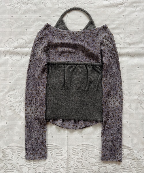 musubore(ムスボレ)の「halter-neck knit vest / ホルターネックポケットビスチェ(ニット/セーター・レディース・ライトグリーン/グレー/パープル・FREE)」の20枚目の写真