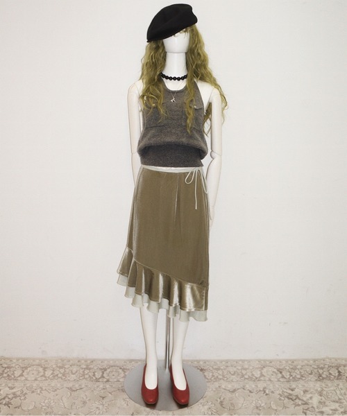musubore(ムスボレ)の「halter-neck knit vest / ホルターネックポケットビスチェ(ニット/セーター・レディース・ライトグリーン/グレー/パープル・FREE)」の7枚目の写真
