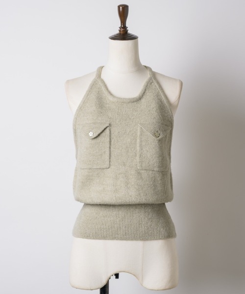 musubore(ムスボレ)の「halter-neck knit vest / ホルターネックポケットビスチェ(ニット/セーター・レディース・ライトグリーン/グレー/パープル・FREE)」の21枚目の写真