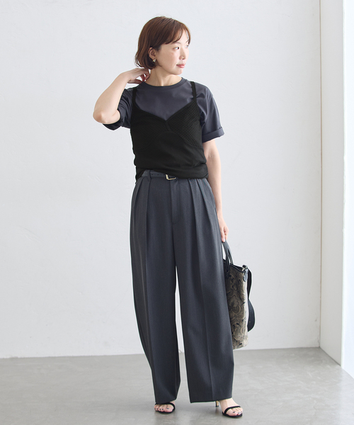 journal standard L'essage(ジャーナルスタンダードレサージュ)の「コットンメッシュキャミソール(キャミソール・レディース・ホワイト/ブラック・FREE)」の3枚目の写真