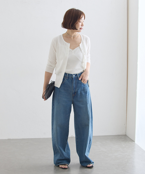 journal standard L'essage(ジャーナルスタンダードレサージュ)の「コットンメッシュキャミソール(キャミソール・レディース・ホワイト/ブラック・FREE)」の4枚目の写真