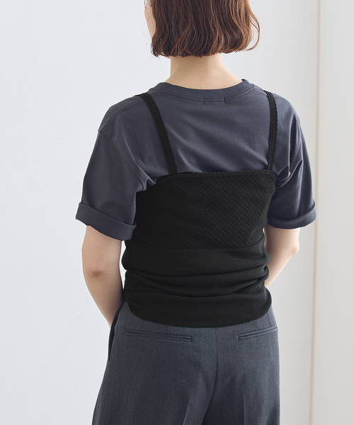 journal standard L'essage(ジャーナルスタンダードレサージュ)の「コットンメッシュキャミソール(キャミソール・レディース・ホワイト/ブラック・FREE)」の7枚目の写真