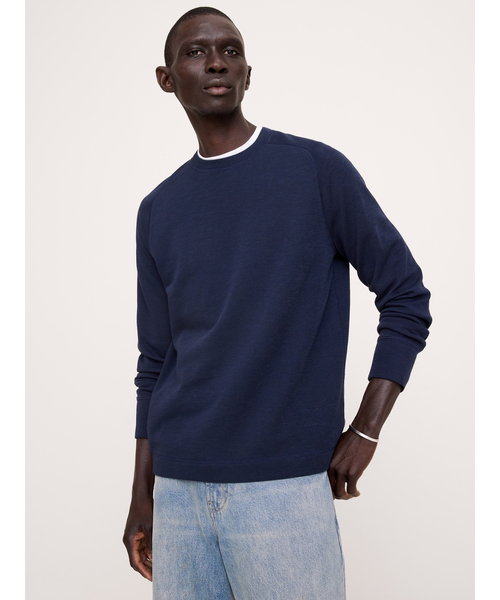 Banana Republic(バナナリパブリック)の「スラブ ダブルニット クルーネックTシャツ(ニット/セーター・メンズ・ネイビー/グレー/オリーブ/カーキ/ブルー/その他/ナチュラル・S/M/L/XL)」の5枚目の写真