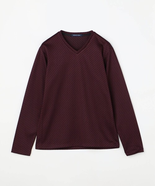 NICOLE selection(ニコルセレクション)の「バイアスダブルジャガードVネックカットソー(Tシャツ/カットソー・メンズ・ブラック/ネイビー/ボルドー/ライトグレー/ホワイト・M/L/XL)」の19枚目の写真
