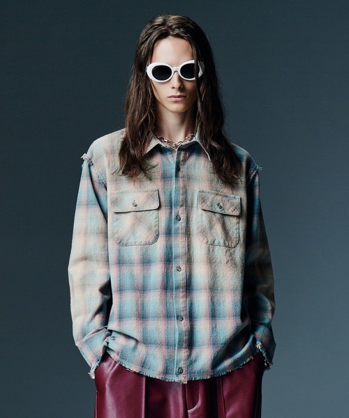 glamb(グラム)の「Bleach Check Shirt / ブリーチチェックシャツ(シャツ/ブラウス・メンズ・ブラック/マルチ・S/M/L)」の1枚目の写真