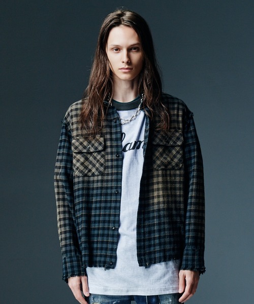 glamb(グラム)の「Bleach Check Shirt / ブリーチチェックシャツ(シャツ/ブラウス・メンズ・ブラック/マルチ・S/M/L)」の6枚目の写真