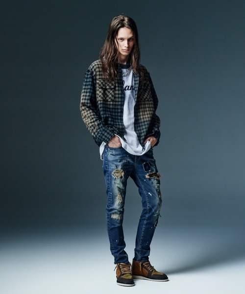 glamb(グラム)の「Bleach Check Shirt / ブリーチチェックシャツ(シャツ/ブラウス・メンズ・ブラック/マルチ・S/M/L)」の13枚目の写真