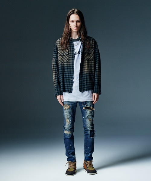 glamb(グラム)の「Bleach Check Shirt / ブリーチチェックシャツ(シャツ/ブラウス・メンズ・ブラック/マルチ・S/M/L)」の12枚目の写真