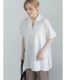 衿付きスキッパーチュニックプルオーバー