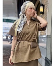 衿付きスキッパーチュニックプルオーバー