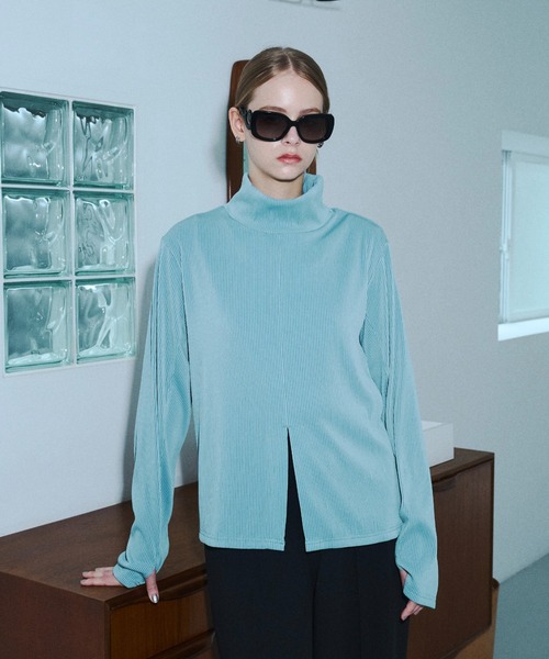 seyto（セイト）の「High neck pleats long sleeve tops / ハイネックプリーツロンT（その他トップス・メンズ・グレー/ブルー・2/3）」の2枚目の写真