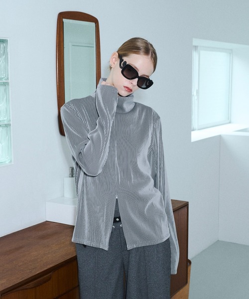 seyto（セイト）の「High neck pleats long sleeve tops / ハイネックプリーツロンT（その他トップス・メンズ・グレー/ブルー・2/3）」の5枚目の写真