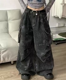 蛇柄 デニム2wayカーゴパンツ