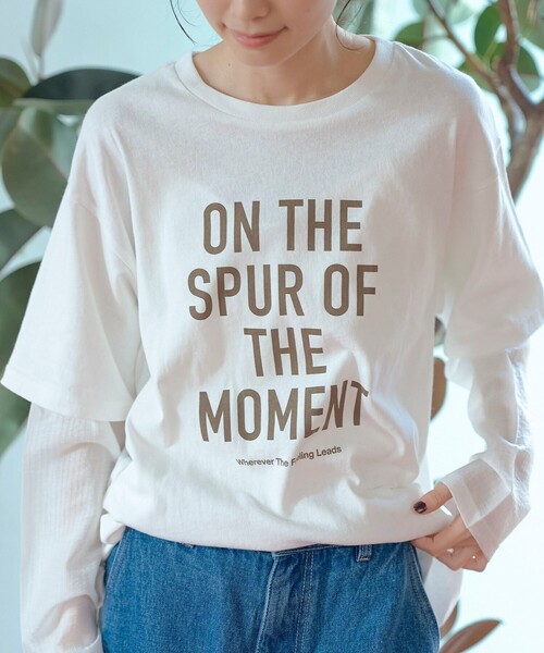 coen(コーエン)の「袖シアードッキング レイヤード風ロゴロンT(Tシャツ/カットソー・レディース・ダークグレー/ブラウン/オフホワイト/ナチュラル・M/L)」の11枚目の写真