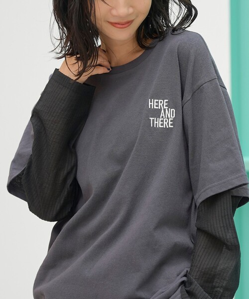 coen(コーエン)の「袖シアードッキング レイヤード風ロゴロンT(Tシャツ/カットソー・レディース・ダークグレー/ブラウン/オフホワイト/ナチュラル・M/L)」の18枚目の写真