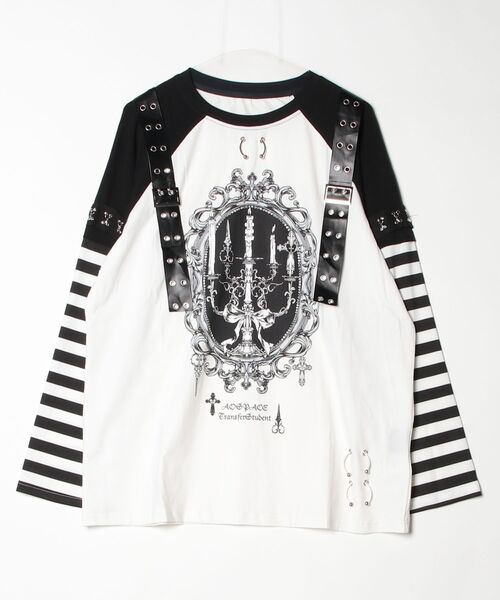 NOVESSEL(ノベセル)の「『AOSPACE/アオスペース』レイヤードボーダーロングスリーブカットソー(Tシャツ/カットソー・レディース・ブラック/ホワイト・FREE)」の7枚目の写真
