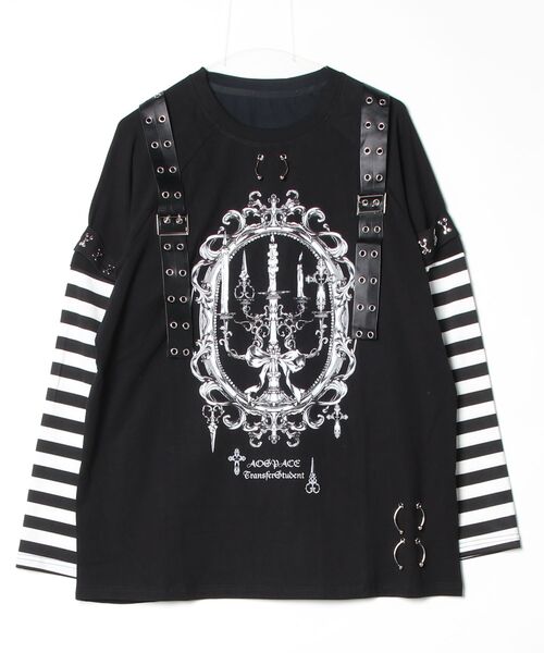 NOVESSEL(ノベセル)の「『AOSPACE/アオスペース』レイヤードボーダーロングスリーブカットソー(Tシャツ/カットソー・レディース・ブラック/ホワイト・FREE)」の8枚目の写真