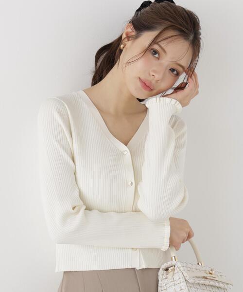 PROPORTION BODY DRESSING（プロポーションボディドレッシング）の「ニュアンス釦ニットカーディガン / 1216274902（カーディガン/ボレロ・レディース・ブラック/ホワイト系その他/ブラウン・FREE）」の2枚目の写真