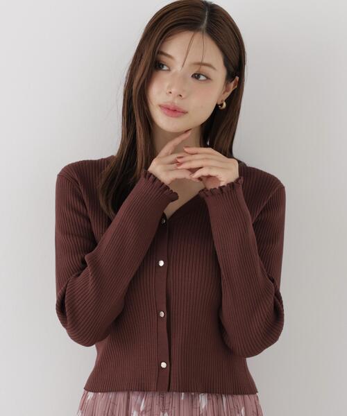 PROPORTION BODY DRESSING（プロポーションボディドレッシング）の「ニュアンス釦ニットカーディガン / 1216274902（カーディガン/ボレロ・レディース・ブラック/ホワイト系その他/ブラウン・FREE）」の3枚目の写真