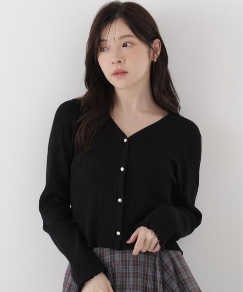 PROPORTION BODY DRESSING（プロポーションボディドレッシング）の「ニュアンス釦ニットカーディガン / 1216274902（カーディガン/ボレロ・レディース・ブラック/ホワイト系その他/ブラウン・FREE）」の4枚目の写真