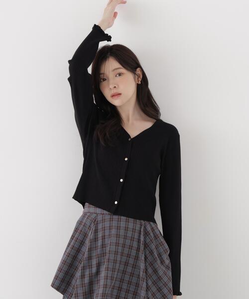 PROPORTION BODY DRESSING（プロポーションボディドレッシング）の「ニュアンス釦ニットカーディガン / 1216274902（カーディガン/ボレロ・レディース・ブラック/ホワイト系その他/ブラウン・FREE）」の5枚目の写真