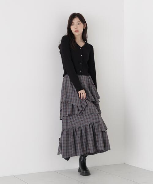 PROPORTION BODY DRESSING（プロポーションボディドレッシング）の「ニュアンス釦ニットカーディガン / 1216274902（カーディガン/ボレロ・レディース・ブラック/ホワイト系その他/ブラウン・FREE）」の6枚目の写真