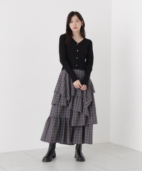 PROPORTION BODY DRESSING（プロポーションボディドレッシング）の「ニュアンス釦ニットカーディガン / 1216274902（カーディガン/ボレロ・レディース・ブラック/ホワイト系その他/ブラウン・FREE）」の7枚目の写真