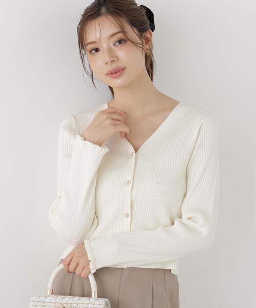 PROPORTION BODY DRESSING（プロポーションボディドレッシング）の「ニュアンス釦ニットカーディガン / 1216274902（カーディガン/ボレロ・レディース・ブラック/ホワイト系その他/ブラウン・FREE）」の13枚目の写真