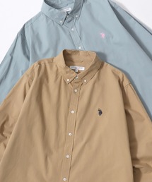U.S. POLO ASSN./ユーエスポロアッスン Twill Solid Shirt/レギュラーフィット ツイル 無地 ロゴ ワンポイント刺繍 ボタンダウンシャツ/長袖シャツ/レディース メンズ