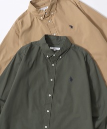 U.S. POLO ASSN./ユーエスポロアッスン Twill Solid Shirt/レギュラーフィット ツイル 無地  ロゴ ワンポイント刺繍 ボタンダウンシャツ/長袖シャツ/レディース メンズ