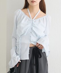 【3色展開】チョーカーリボンブラウス