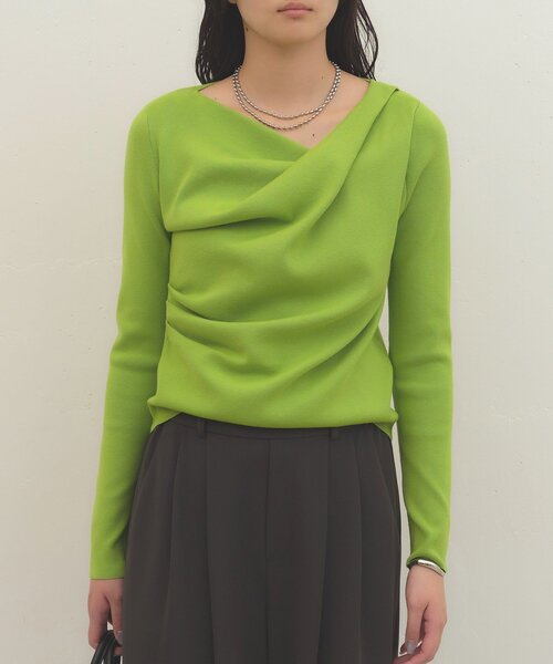 LOUNGEDRESS（ラウンジドレス）の「《着映えトップス》ドレープニット　秋服（ニット/セーター・レディース・ブラック/パープル/グレー/オフホワイト/グリーン・FREE）」の4枚目の写真
