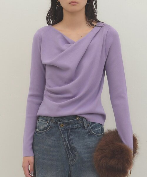 LOUNGEDRESS（ラウンジドレス）の「《着映えトップス》ドレープニット　秋服（ニット/セーター・レディース・ブラック/パープル/グレー/オフホワイト/グリーン・FREE）」の10枚目の写真