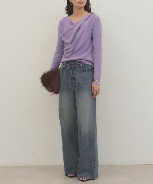 LOUNGEDRESS（ラウンジドレス）の「《着映えトップス》ドレープニット　秋服（ニット/セーター・レディース・ブラック/パープル/グレー/オフホワイト/グリーン・FREE）」の15枚目の写真