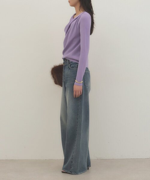 LOUNGEDRESS（ラウンジドレス）の「《着映えトップス》ドレープニット　秋服（ニット/セーター・レディース・ブラック/パープル/グレー/オフホワイト/グリーン・FREE）」の16枚目の写真