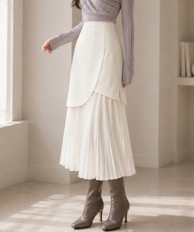 アシンメトリー レイヤードプリーツ ロングスカート