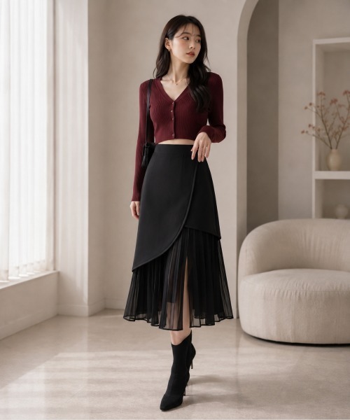 center i(センターアイ)の「アシンメトリー レイヤードプリーツ ロングスカート(スカート・レディース・ホワイト・M/S)」の11枚目の写真