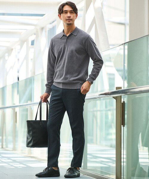 green label relaxing(グリーンレーベルリラクシング)の「【WEB限定】JUST fit ハイゲージ ジャケイン ニットポロ(ニット/セーター・メンズ・ダークグレー/ブラック/ダークブラウン/オリーブ・L/XL/S/M)」の6枚目の写真