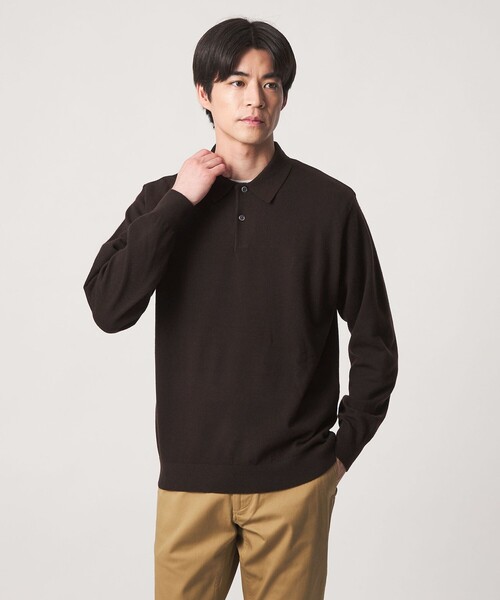 green label relaxing(グリーンレーベルリラクシング)の「【WEB限定】JUST fit ハイゲージ ジャケイン ニットポロ(ニット/セーター・メンズ・ダークグレー/ブラック/ダークブラウン/オリーブ・L/XL/S/M)」の8枚目の写真