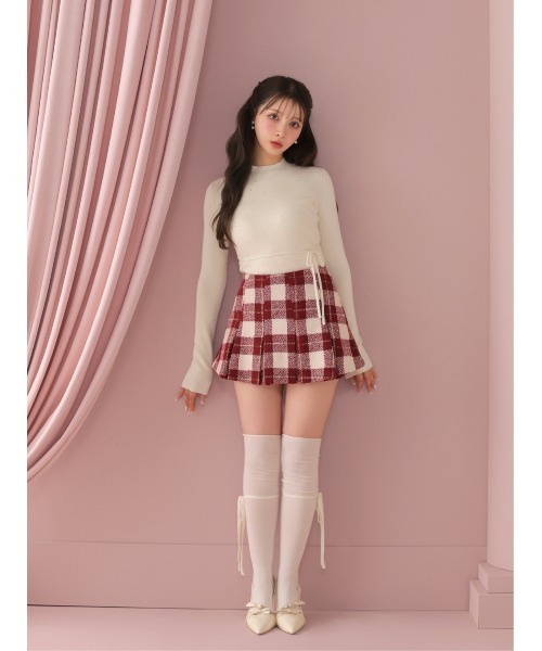 M me eme(エムミーエメ)の「Merlot check pleats mini skirt(eme11198)(スカート・レディース・レッド・FL/XS/FREE)」の7枚目の写真